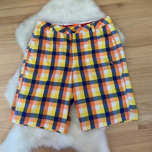 NWOT Men's Puma Golf Shorts, Multi Color Plaid, 32‎ - Picture 1 of 6